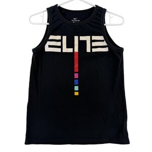Nike Tank Top Elite Boys Large Black Rainbow Basketball Graphic CV2123-010
